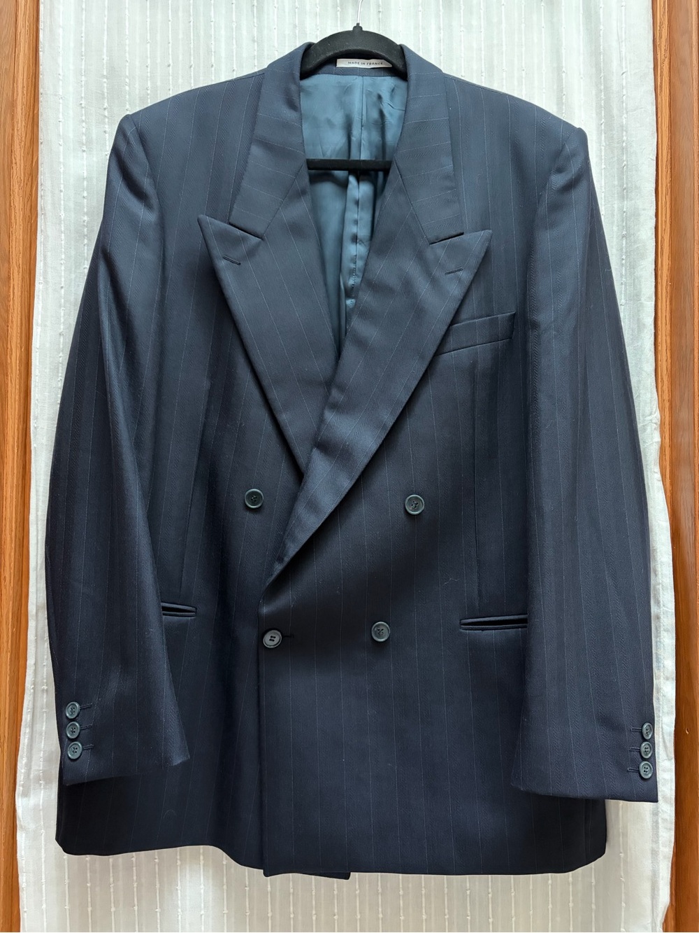 Vtg Yves Saint Laurent YSL Bachrachs Pinstripe Wool Blazer US 44L/XL (Unlabeled)